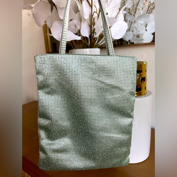 ZARA rhinestone mini tote bag green (pre owned) - Picture 3 of 13